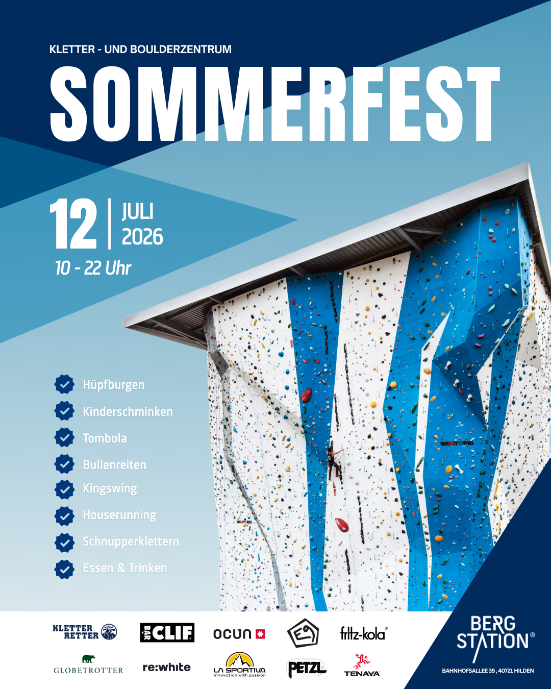 Sommerfest Programmposter mit Bergstation im Hintergrund